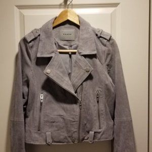 Gray suede jacket.